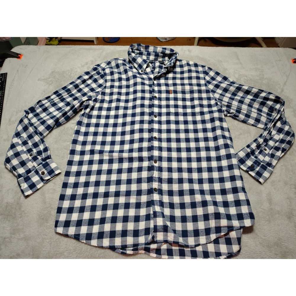 Chaps Flannel Shirt Men XL Blue Plaid Hiking Outdoor Long Sleeve Classic Soft